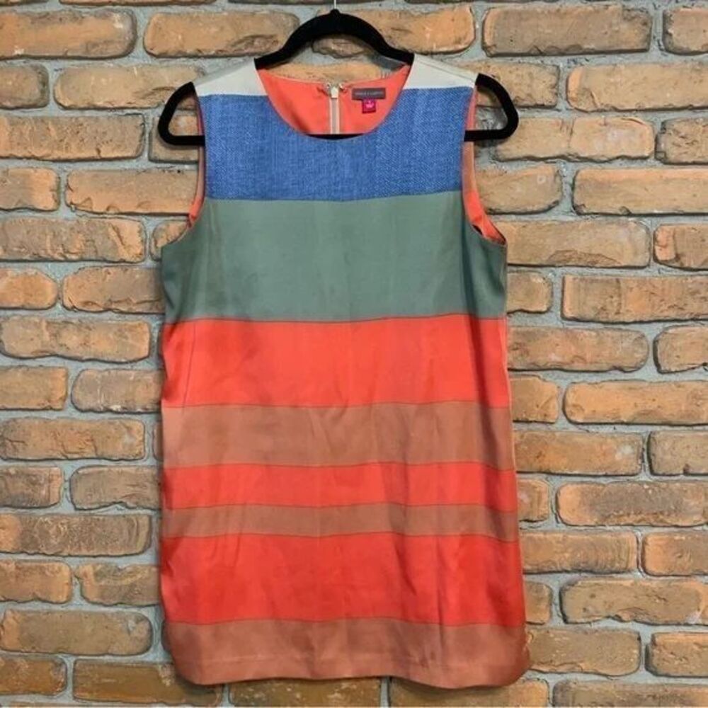 Vince Camuto Dress womens Small Colorblock Striped Sleeveless Shift Short Summer